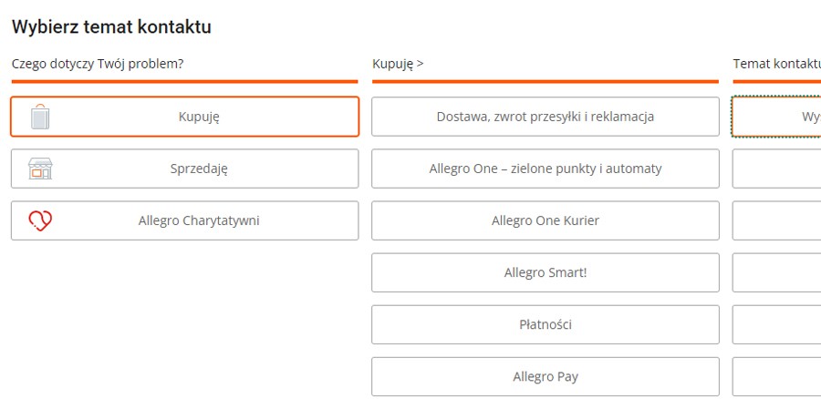 Wybierz temat kontaktu