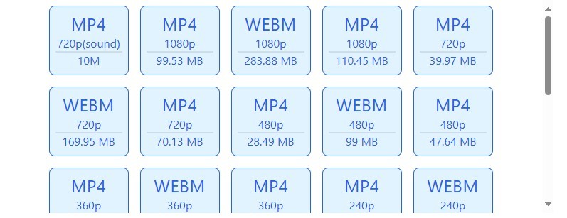 Choose format file: MP4 720p(sound),MP4 1080p, WEBM 1080p, MP4 720p, WEBM 720p